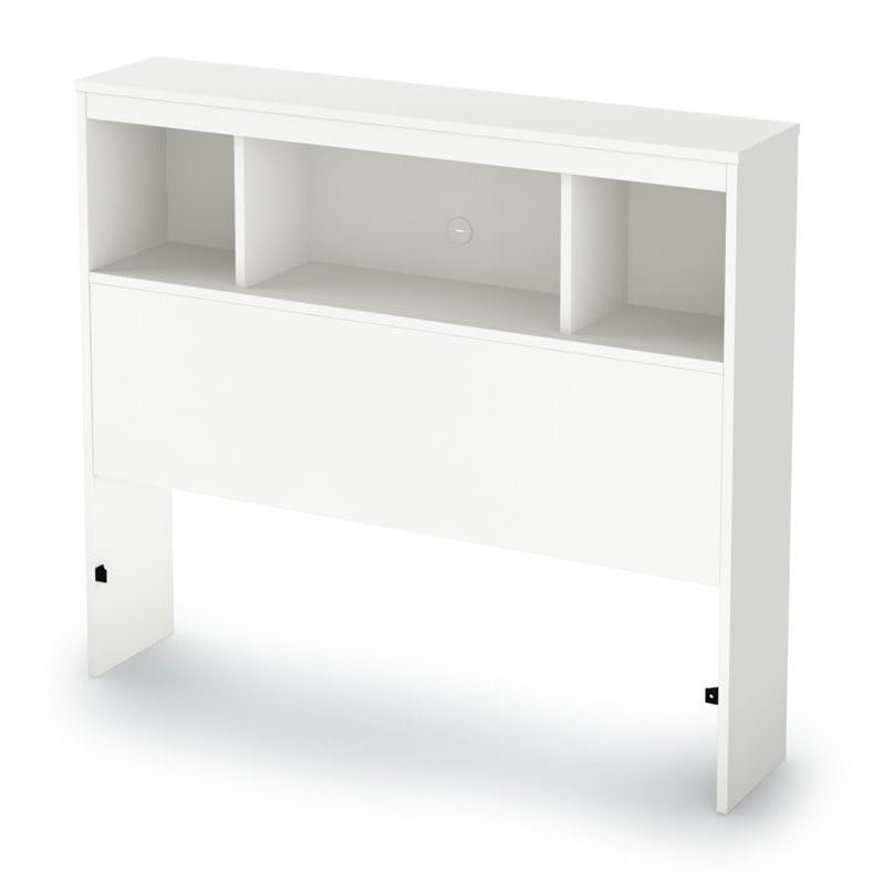 South Shore Litchi Wood Twin Bookcase Headboard in White
