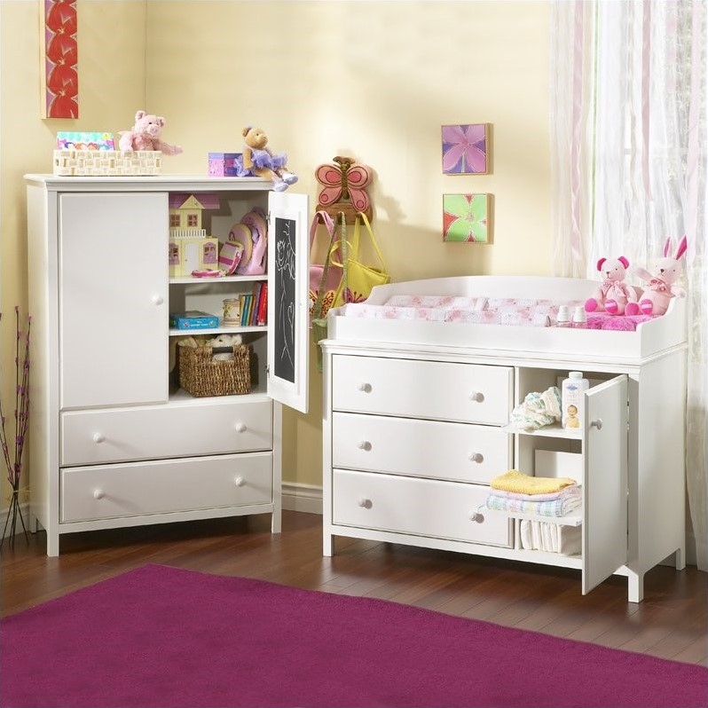 South Shore Cotton Candy 3 Drawer Wood Changing Table in White