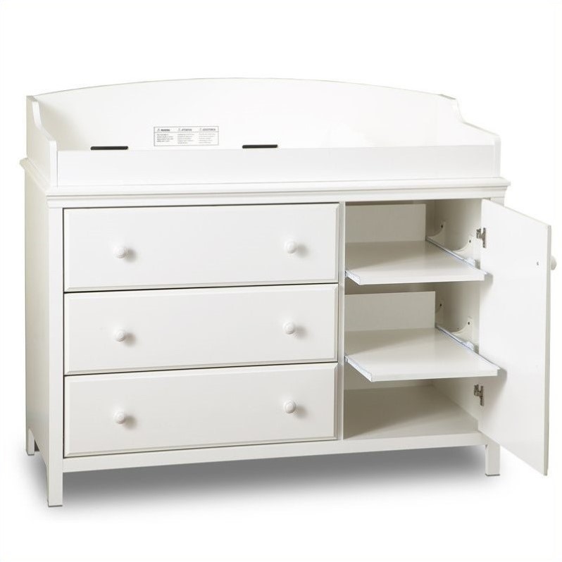 South Shore Cotton Candy 3 Drawer Wood Changing Table in White 3250333