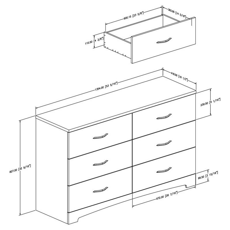 South Shore Step One 6 Drawer Wood Double Dresser In Sumptuous