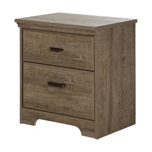 south shore versa 2 drawer wood nightstand in weathered oak