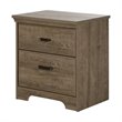 South Shore Versa 2 Drawer Wood Nightstand in Weathered Oak