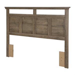 south shore versa wood full queen panel headboard in weathered oak