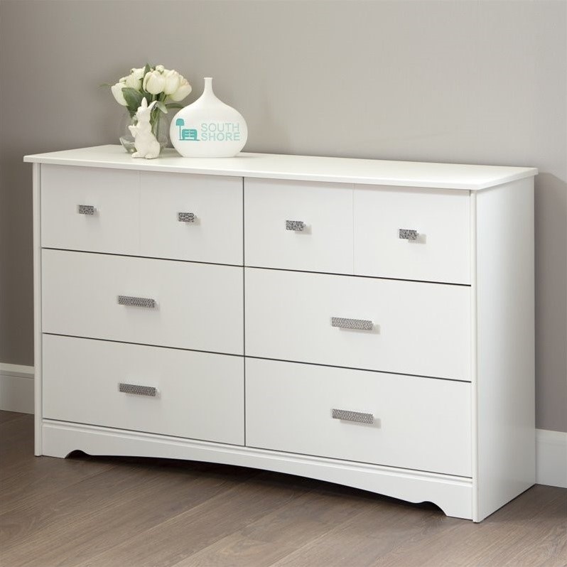 South Shore Sabrina 6 Drawer Wood Double Dresser in White 9059010
