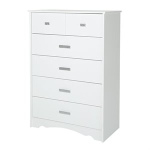 south shore sabrina 5 drawer wood chest in white