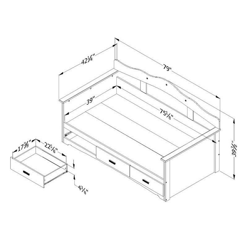 South Shore Sabrina Wood Twin Storage Daybed in White