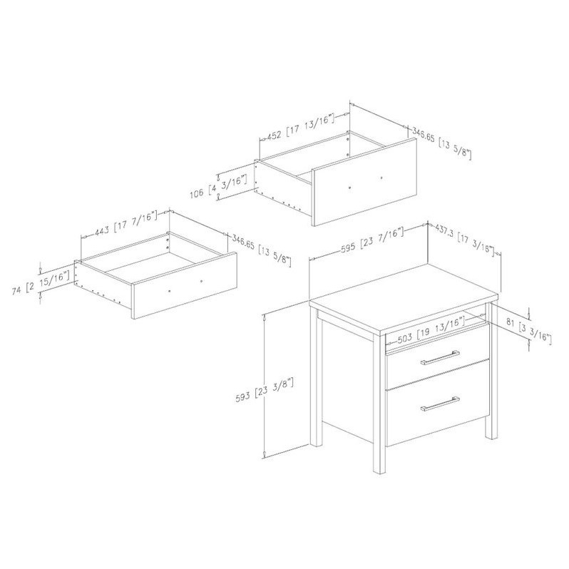 South Shore Gravity 2 Drawer Wood Nightstand In Rustic Oak 9068060