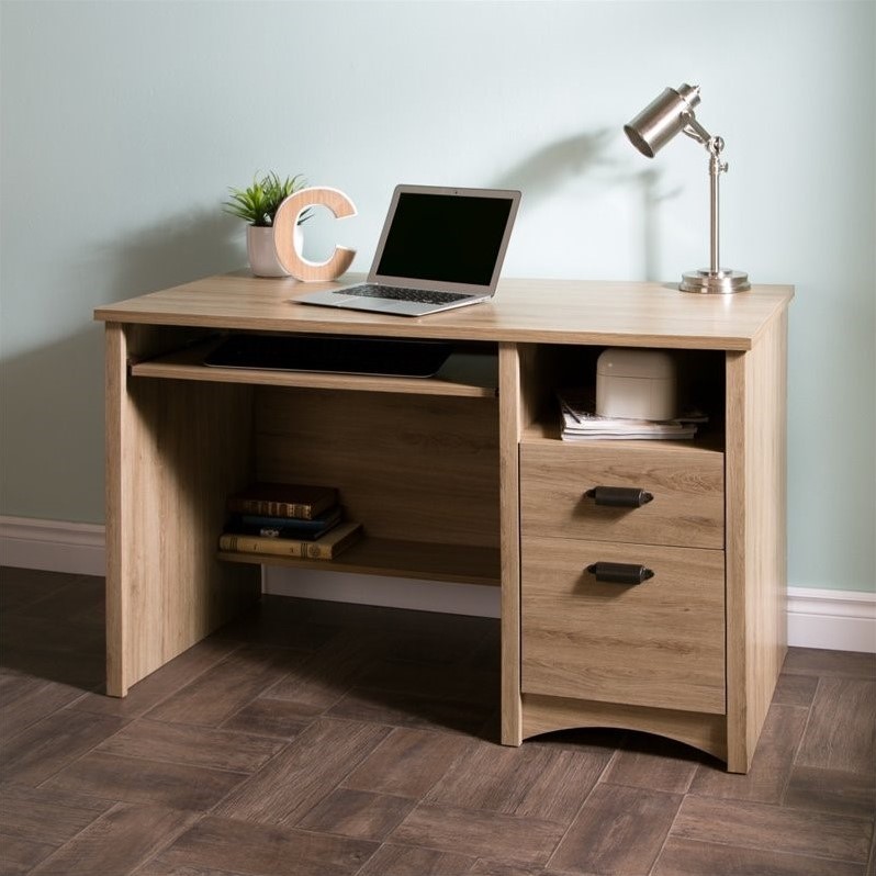 South Shore Gascony 2 Drawers Wood Computer Desk in Rustic Oak