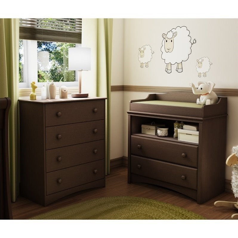 South Shore Angel Wood Changing Table And Chest Set In Espresso