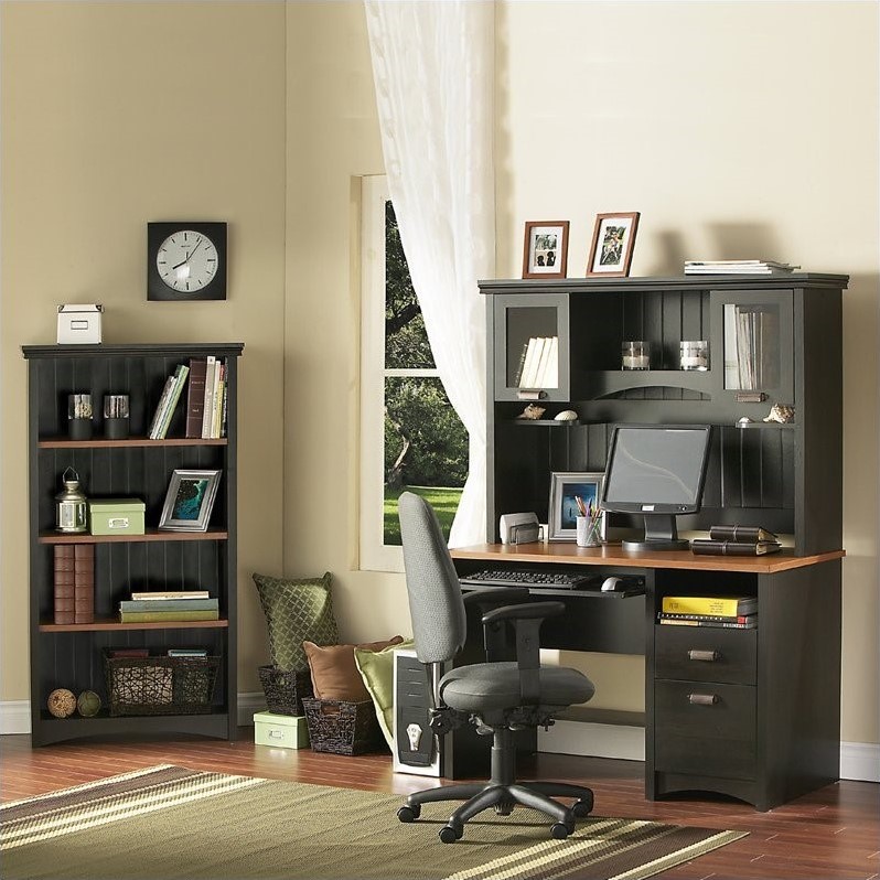 South Shore Gascony Collection Small Wood Computer Desk In Ebony