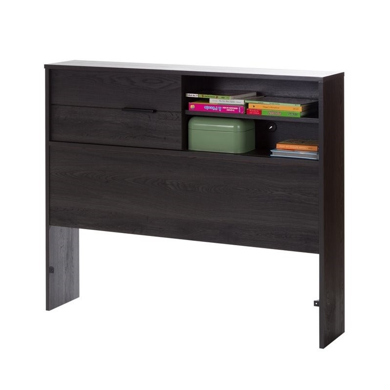 South Shore Fynn Twin Storage Headboard in Gray Oak