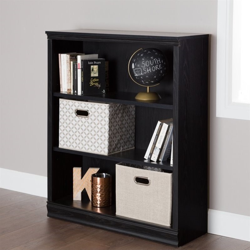 South Shore 3 Shelf Bookcase in Black Oak 10140