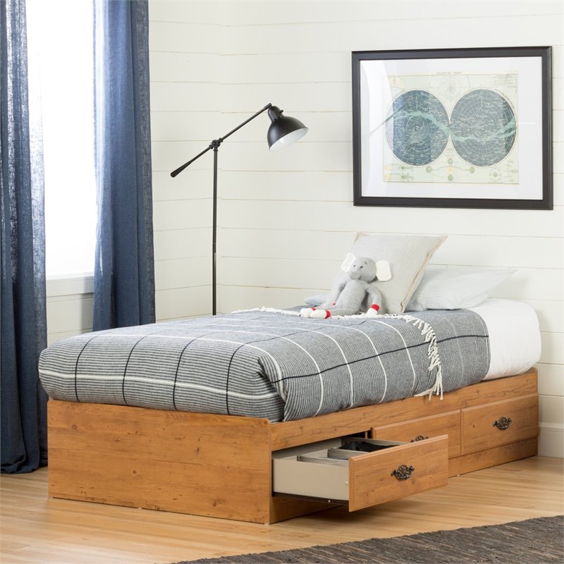 South Shore Prairie Twin Mates Bed With 3 Drawers In Country Pine