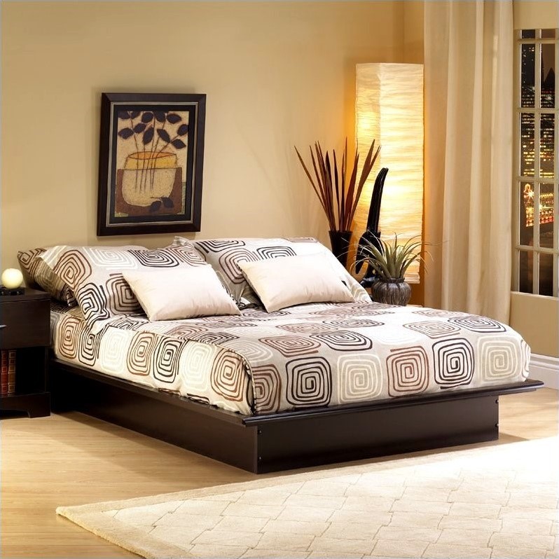 South Shore Back Bay Platform Bed in Dark Chocolate   315923X