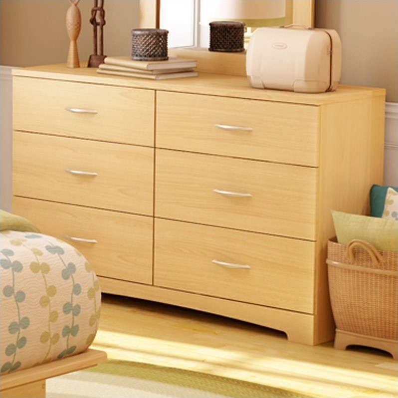 South Shore Step One 6 Drawer Dresser In Natural Maple 3113010