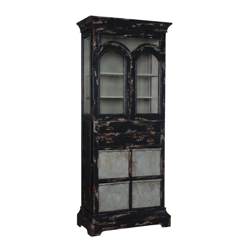 GuildMaster Farmhouse Curio Cabinet in Black - 604511