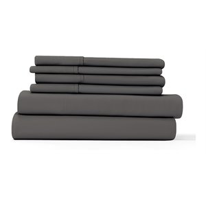 iEnjoy Home 6-PC Luxury Ultra Soft King Bed Sheet Set in Gray