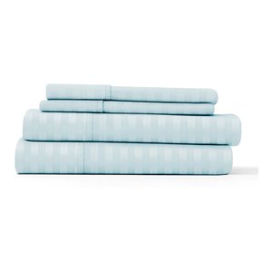 ienjoy home 4-pc striped embossed microfiber king bed sheet set in blue