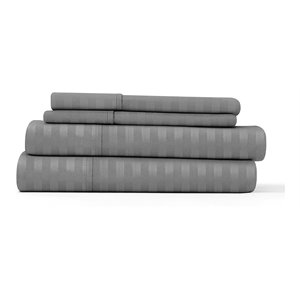 ienjoy home 4-pc striped embossed microfiber king bed sheet set in gray