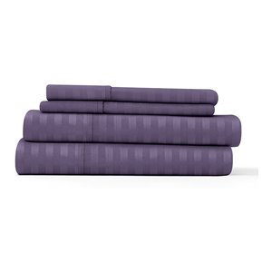 ienjoy home 4-pc striped embossed microfiber king bed sheet set in purple