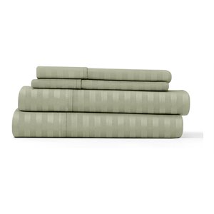 ienjoy home 4-pc striped embossed microfiber king bed sheet set in green