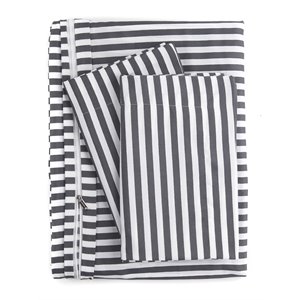 ienjoy home 4-pc ribbon print microfiber twin bed sheet set in gray/white