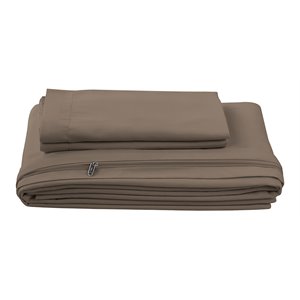 iEnjoy Home 3-PC Twin Ultra Soft Microfiber Duvet Cover Set in Taupe Tan
