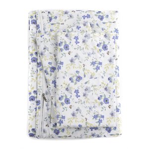 iEnjoy Home 3-PC King Blossoms Print Microfiber Duvet Cover Set in Light Blue