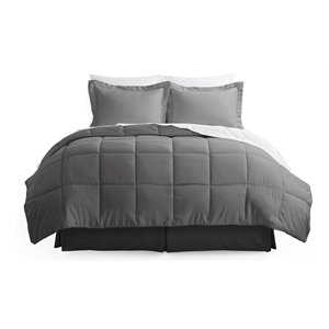 iEnjoy Home 8-PC Premium Microfiber Cal King Bed in a Bag in Gray