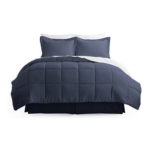 iEnjoy Home 8-PC Premium Modern Microfiber Twin Bed in a Bag in Navy