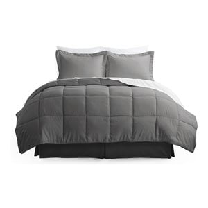 iEnjoy Home 8-PC Premium Microfiber Twin XL Bed in a Bag in Gray