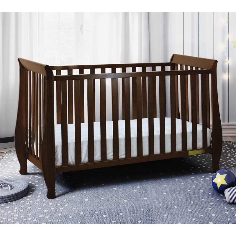 AFG Baby Furniture Naomi 4 in 1 Convertible Crib with Toddler Guardrail Espresso