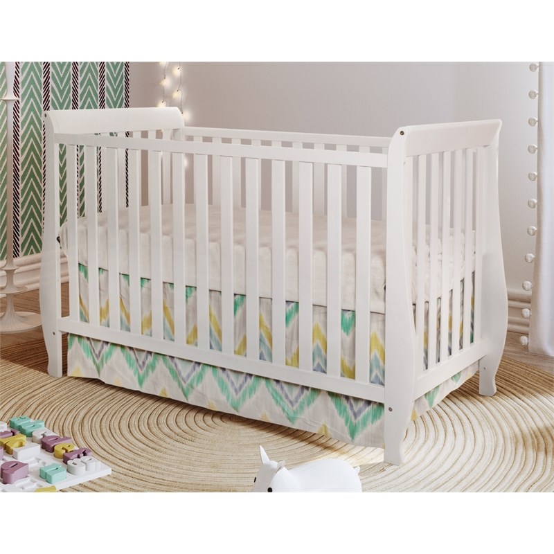 AFG Baby Furniture Naomi 4-in-1 Convertible Crib with Toddler Guardrail White