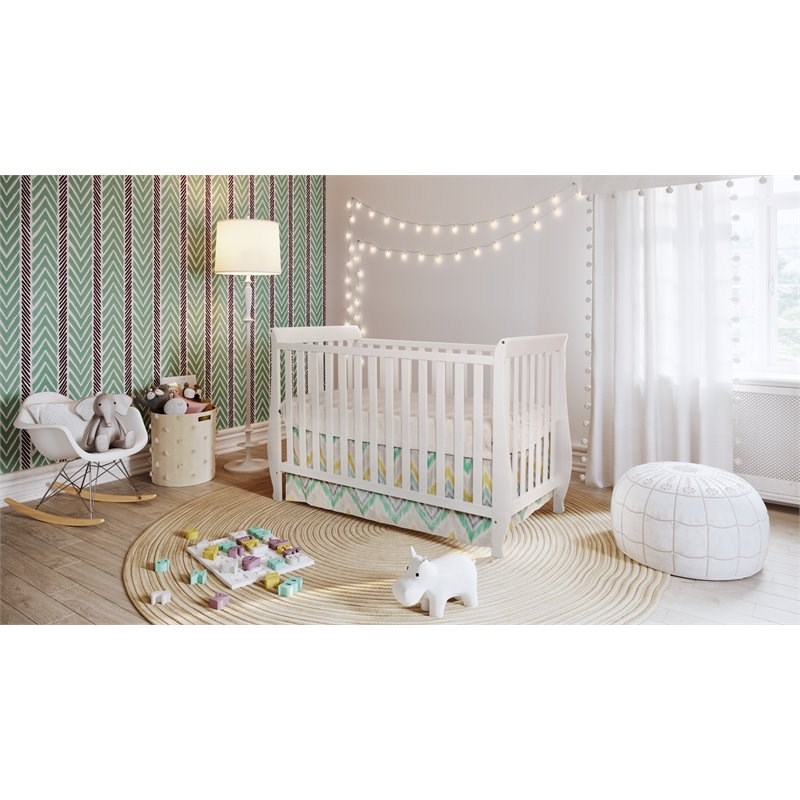 AFG Baby Furniture Naomi 4-in-1 Convertible Crib with Toddler Guardrail White