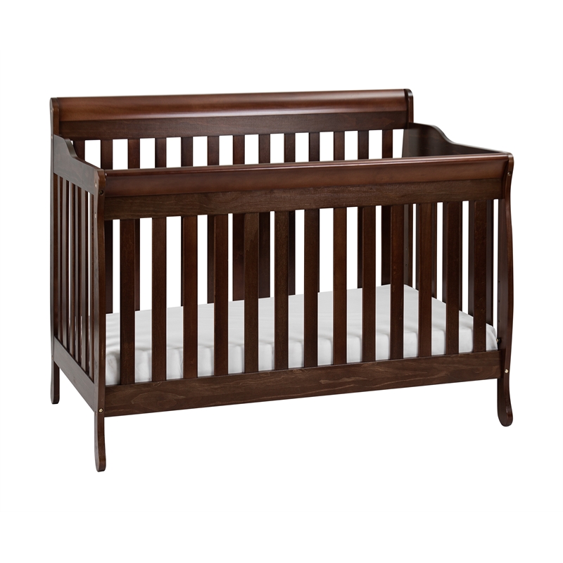 AFG Baby Furniture Alice 4-in-1 Convertible Crib with Toddler Guardrail Espresso