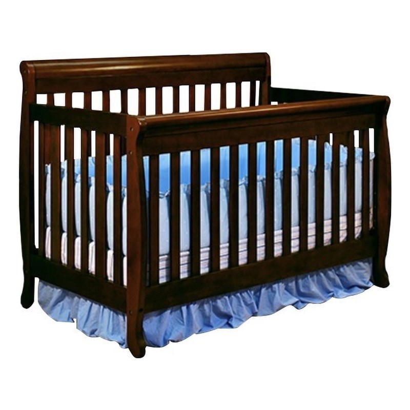 Athena Alice 4 in 1 Solid Wood Convertible Crib with Guardrail in Espresso Homesquare