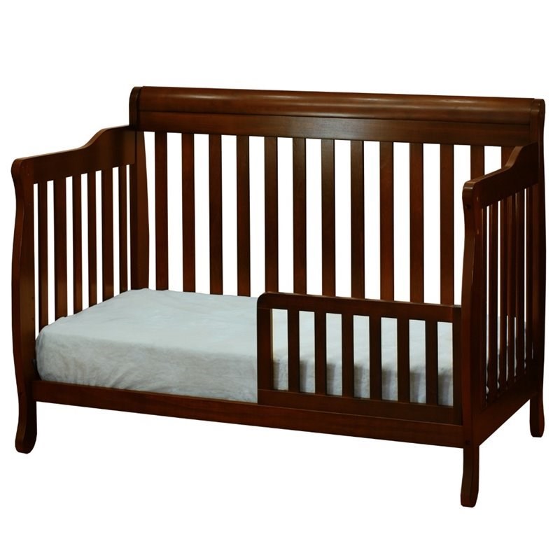 Athena Alice 4 in 1 Solid Wood Convertible Crib with Guardrail in Espresso Homesquare