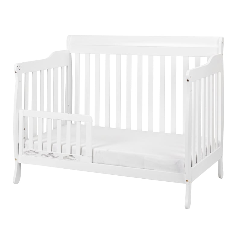 AFG Baby Furniture Alice 4-in-1 Convertible Crib with Toddler Guardrail White