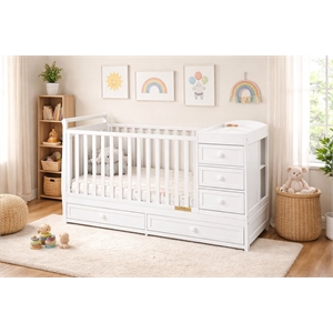 AFG Daphne 2 in 1 Convertible Crib and Changer White