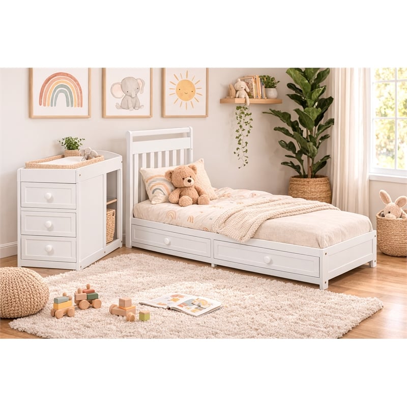 AFG Daphne 2 in 1 Convertible Crib and Changer White