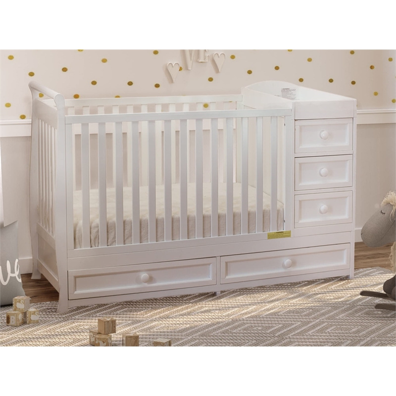 AFG Daphne 2 in 1 Convertible Crib and Changer White