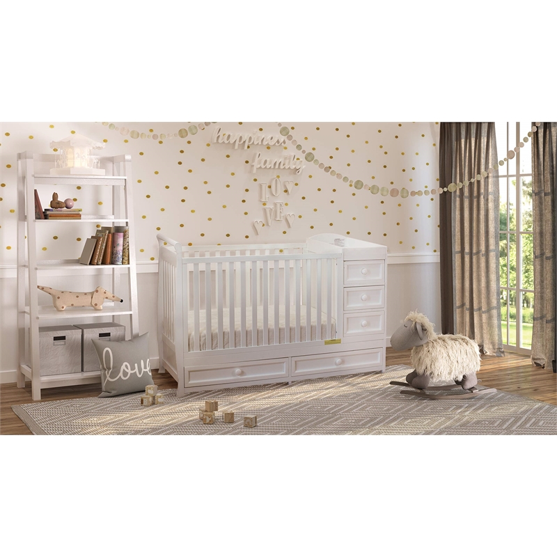 AFG Daphne 2 in 1 Convertible Crib and Changer White