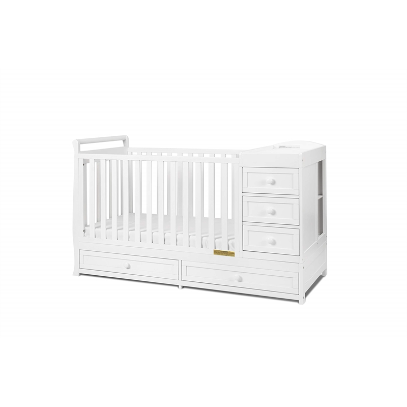 AFG Daphne 2 in 1 Convertible Crib and Changer White