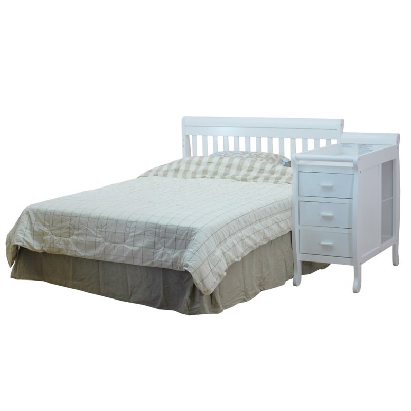 White Athena Kimberly 3-in-1 Crib and Changer with Toddler Rail 