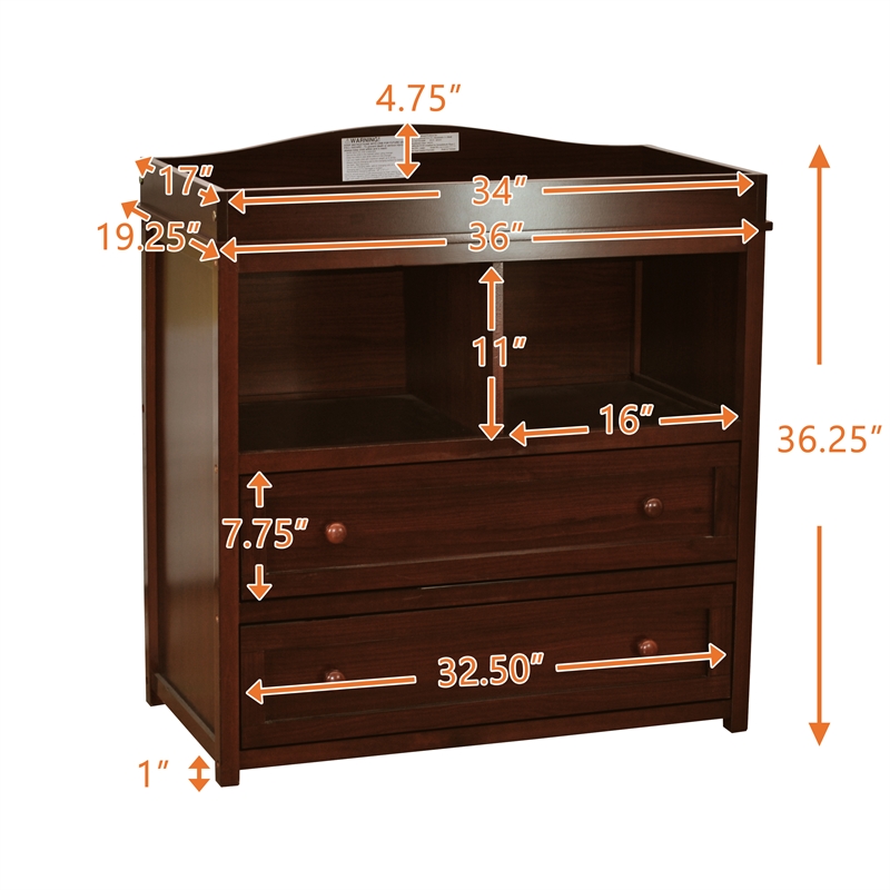 AFG Baby Furniture Leila 2-Drawer Changing Table Espresso