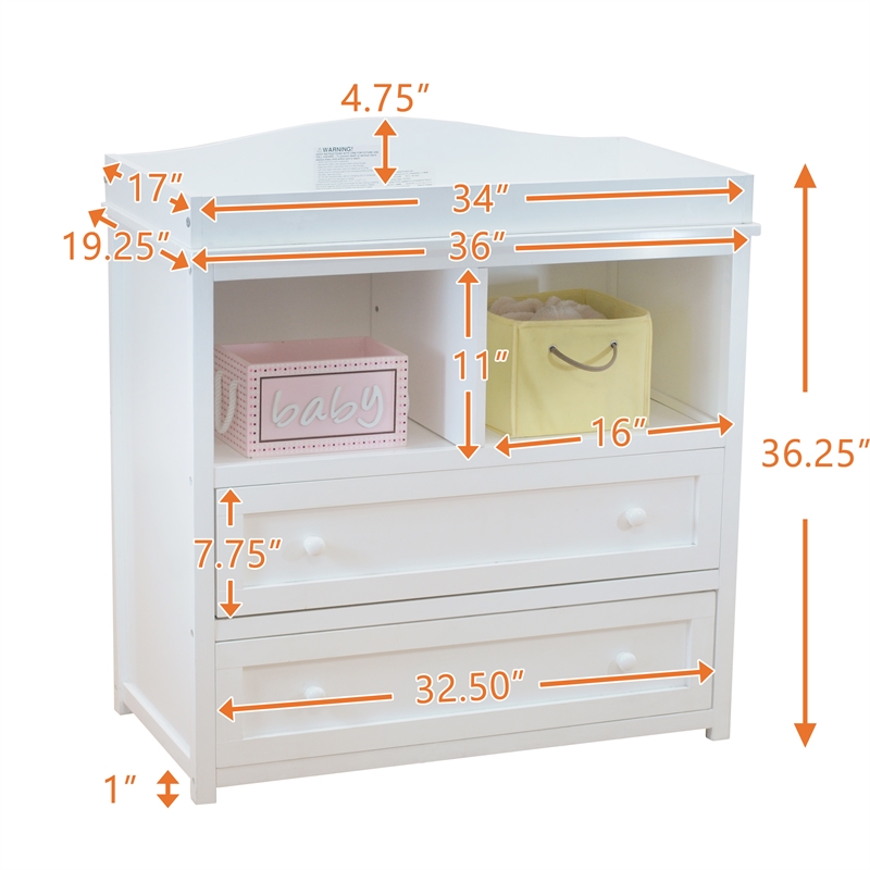 AFG Baby Furniture Leila 2-Drawer Changing Table White