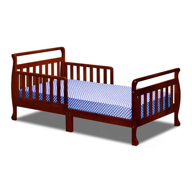 AFG Baby Furniture Anna Solid Wood Toddler Bed with Guardrails in Cherry