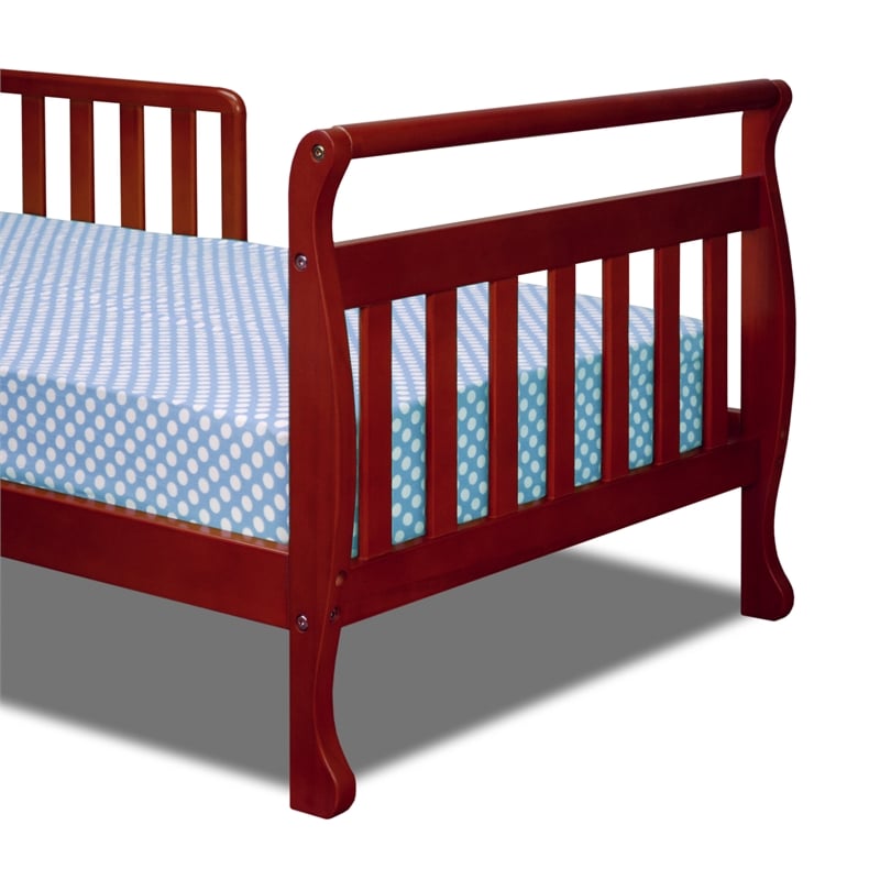 AFG Baby Furniture Anna Solid Wood Toddler Bed with Guardrails in Cherry