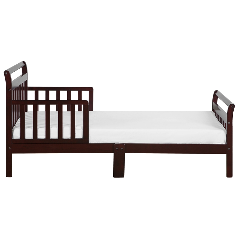 AFG Baby Furniture Anna Solid Wood Toddler Bed with Guardrails in Espresso