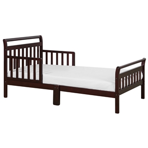 AFG Baby Furniture Anna Solid Wood Toddler Bed with Guardrails in Espresso